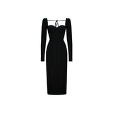 Black Square Neck Long Sleeve Bottoming Dress