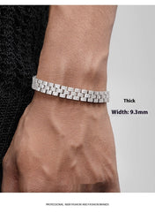Platinum-plated Diamond Tennis Chain Bracelet For Men