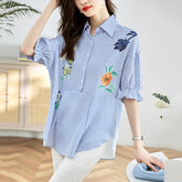 Real Shot Design Loose And Comfortable Striped Shirt