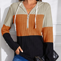 Color Block Zipper Hoodie