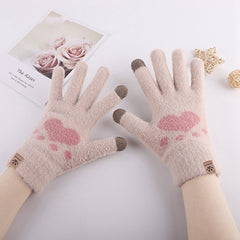 Women's Fashion Warmth Anti-cold Padded Cat Paw Gloves