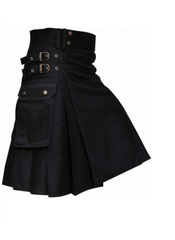 Festival Men's Solid Color Pocket Pleated Skirt