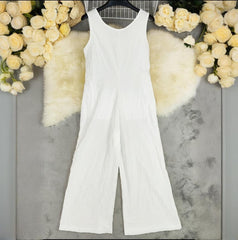 Solid Color Loose Casual Cotton And Linen Jumpsuit