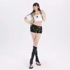 New Low Waist Camouflage Denim Super Shorts Women