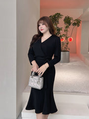 Women's V-neck Lace Up Fishtail Dress