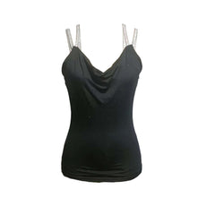 Women's Solid Color V-neck Rhinestone Shoulder Strap Sequin Fashionable And Sexy Camisole Vest