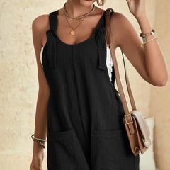 Women's New Front Pocket Repair One-piece Jumpsuit Solid Color Pocket Jumpsuit