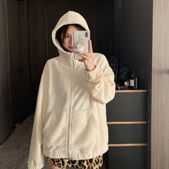 Fleece Women's Hooded Embroidered Warm Fleece Sweater Coat