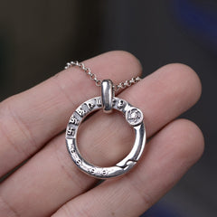 Simple Design Silver Buckle Accessory Buckle Six-character Mantra Keychain