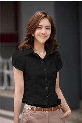 White Shirt Women's Short-sleeved Business Wear Summer Cotton White Shirt