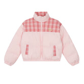 Sweet Girl Plaid Stitching High Quality Cotton Coat Jacket