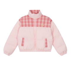 Sweet Girl Plaid Stitching High Quality Cotton Coat Jacket