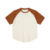 Contrast Color Waffle Plus Size Short Sleeve