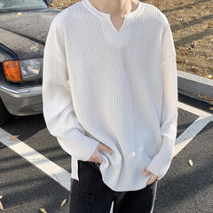 Plus Size Striped Texture Draping Solid Color