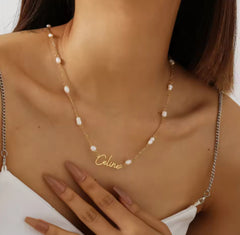Stainless Steel DIY Cut Name Pearl Necklace