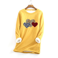 Autumn And Winter Women's Fleece-lined Women's Round Neck Sweater