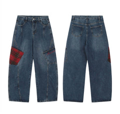 Women's Patchwork Jeans Loose Wide Leg