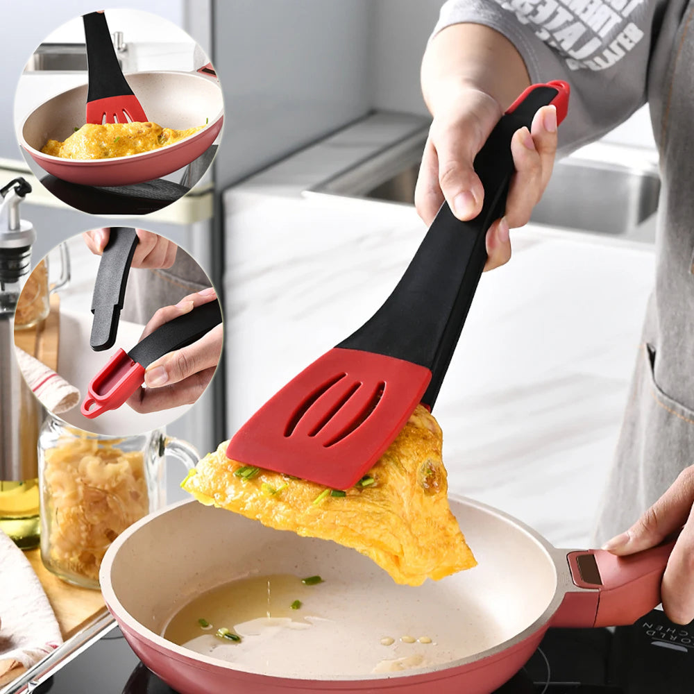 3-in-1 silicone spatula clip kitchen tool – frying turner shovel front view