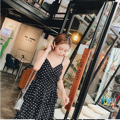 Polka Dot Large Size Cake Skirt Women's Summer Xian Slim Cover Belly Sling Dress