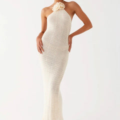 Women's Solid Color Knitted Crocheted Beach Bikini Swimsuit Blouse Sun-proof Set