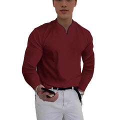 Men's V-neck Breathable Casual Long Sleeve T-shirt