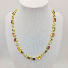 Personalized Color Rectangular Zircon Alloy Chain