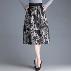 Jacquard Women's New High Waist A- Line Bud Skirt