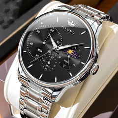 Multifunction Quartz Watch Men's Steel Belt Waterproof