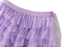 Gradient Color Net Yarn Cake Skirt Multi-level Swing
