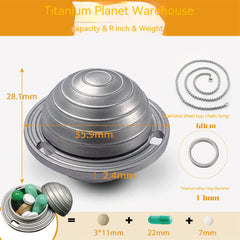 Pure Titanium Planet Sealed Small Keychain Medicine Box Bottle Waterproof Bin Can
