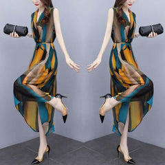 Plus Size Sleeveless Waist-tight Dress Women