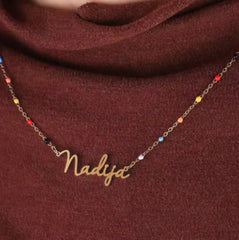 Airy Multiple Name Necklace Personalized Name Necklace Colorful Enamel Chain