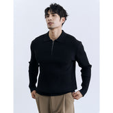 Men's Half-zip Long Sleeve Sweater With Lapel
