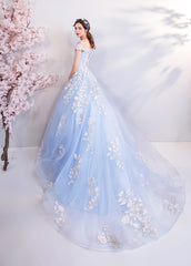 Blue Flowers Bride Wedding Toast Art Test Wedding Evening Dress