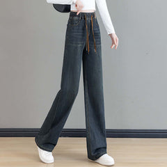 Loose Waist Trimming Lace-up Jeans For Women