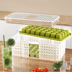 Silicone ice cube tray with lid – green purple color options detail