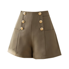 High Waist Suit Shorts Breasted Loose A- Line