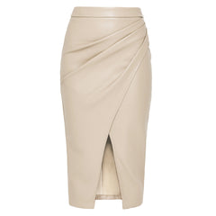 Leather Skirt Slim Fit High Waist Casual Slimming