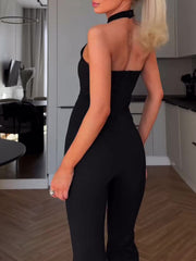 Black Halter Sleeveless Jumpsuit