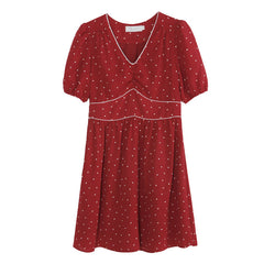 New Style Dress Female Puff Sleeve Polka Dot
