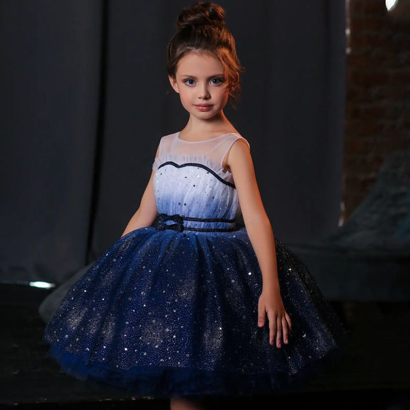 European And American New Girls' Sleeveless Mesh Puffy Dress