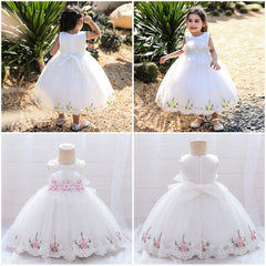 Floral Dress Foot Embroidery Flower Girl Wedding Dress Evening Party