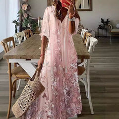 Dress Elegant Graceful Long Dress Summer Lace Print Casual Skirt