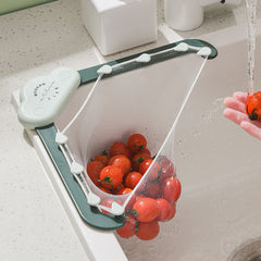 ea1a6b09ce857Sink drain rack with filter mesh bag – anti-clog corner strainer front viewda1ad99d08a71ee4999