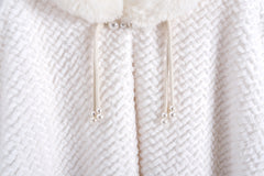 Buckle Hooded Cheongsam Hanfu Twill Rabbit Fur Shawl Cloak