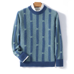 Half Turtleneck Vertical Pattern Color Matching Long Sleeve Sweater