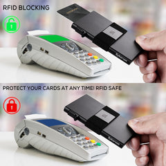 RFID blocking slim metal wallet for men – external metal plate 5 card storage
