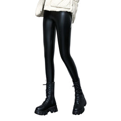 Fleece-lined Thick Leggings Tight Leather Pants