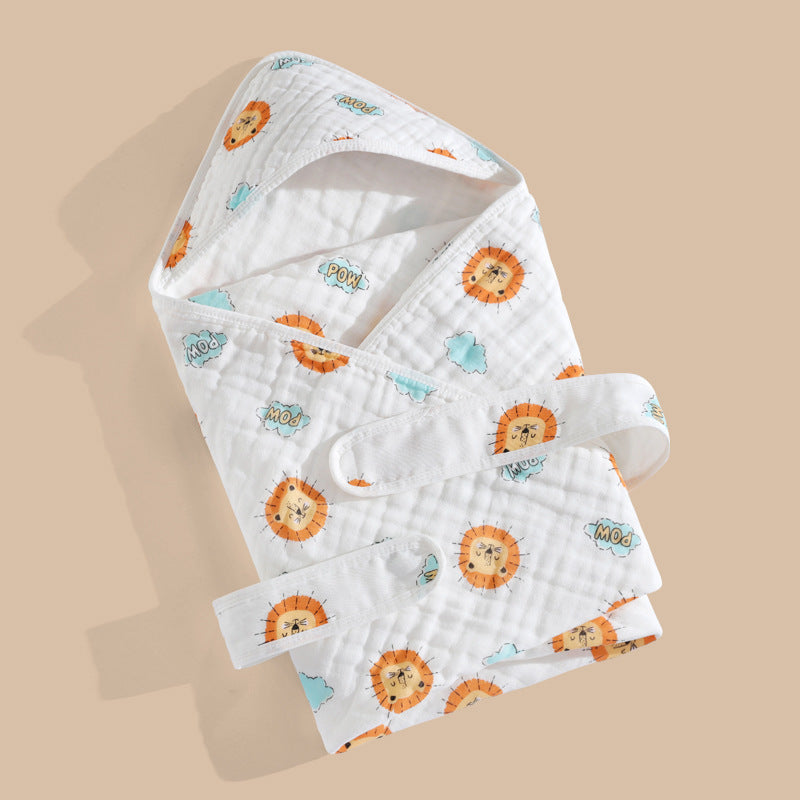 Pure Cotton Gauze Spring Newborn Cotton Hooded Bath Towel Baby Blanket