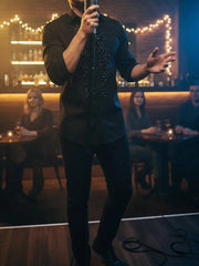 Chic Black Shirt With Statement Sequin Detail